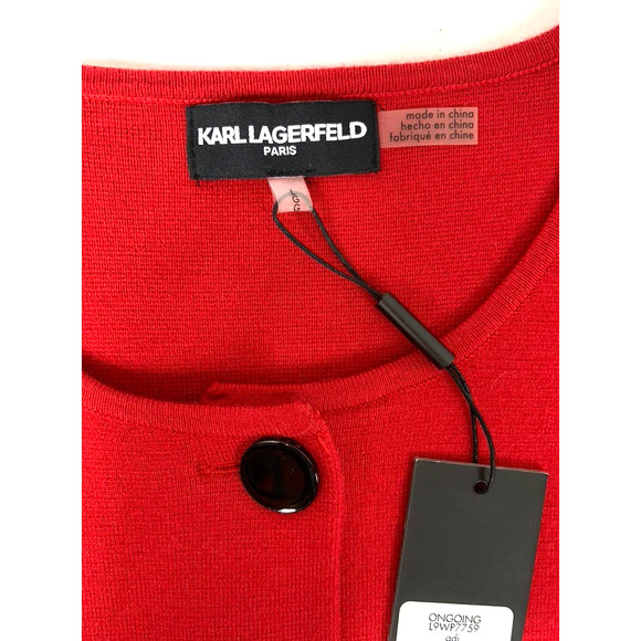 Karl Lagerfeld Paris NWT Red Cardigan Sweater Tunic Size LGG - Picture 4 of 10